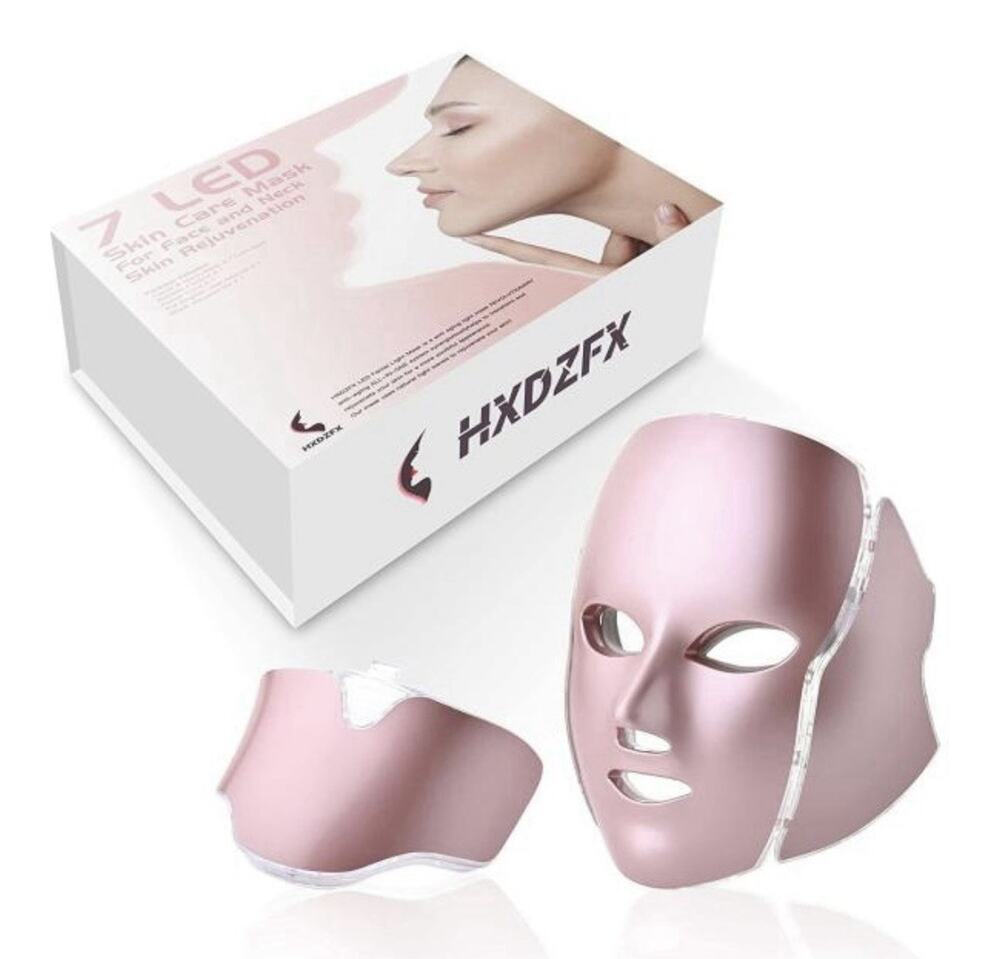 Led Face Mask Red Light Therapy Skin Care Tool 7-1 Colors, Rose Gold